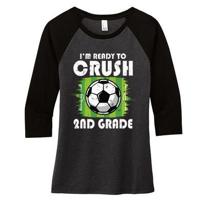 Back To School First Day Of 2nd Grade Soccer Women's Tri-Blend 3/4-Sleeve Raglan Shirt