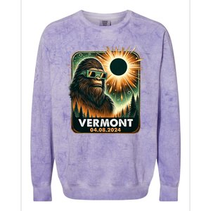 Bigfoot Total Solar Eclipse 2024 Vermont Eclipse Glasses Colorblast Crewneck Sweatshirt