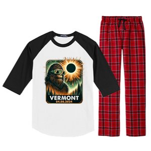 Bigfoot Total Solar Eclipse 2024 Vermont Eclipse Glasses Raglan Sleeve Pajama Set