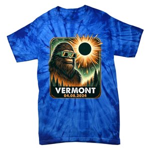 Bigfoot Total Solar Eclipse 2024 Vermont Eclipse Glasses Tie-Dye T-Shirt