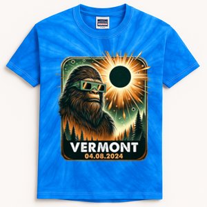 Bigfoot Total Solar Eclipse 2024 Vermont Eclipse Glasses Kids Tie-Dye T-Shirt