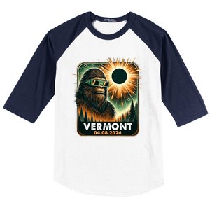 Bigfoot Total Solar Eclipse 2024 Vermont Eclipse Glasses Baseball Sleeve Shirt