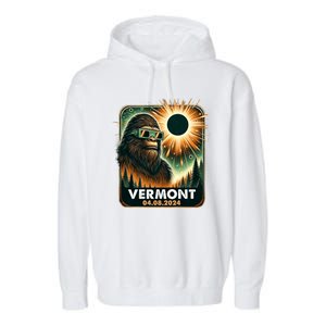 Bigfoot Total Solar Eclipse 2024 Vermont Eclipse Glasses Garment-Dyed Fleece Hoodie