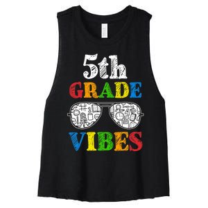 Back To School 5th Grade Vibes | First Day Teacher Kids Women's Racerback Cropped Tank