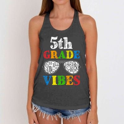 Back To School 5th Grade Vibes | First Day Teacher Kids Women's Knotted Racerback Tank