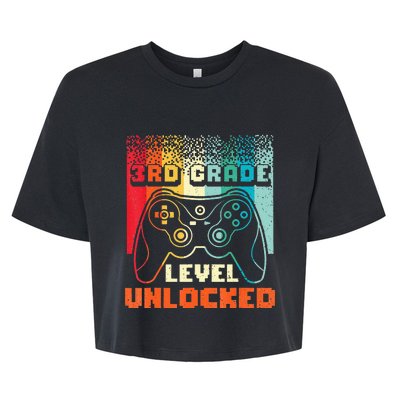 Back To School Video Gamer 3Rd Grade Level Unlocked Bella+Canvas Jersey Crop Tee