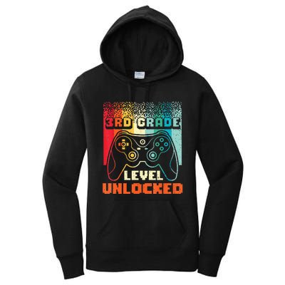 Back To School Video Gamer 3Rd Grade Level Unlocked Women's Pullover Hoodie