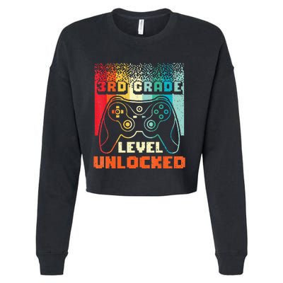 Back To School Video Gamer 3Rd Grade Level Unlocked Cropped Pullover Crew