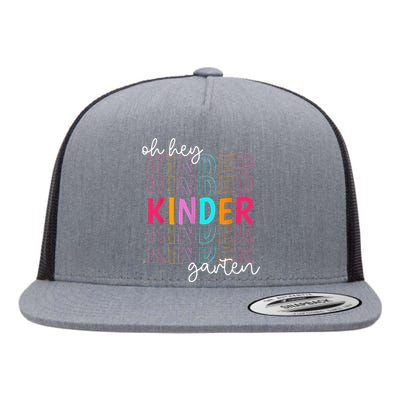 Back To School Oh Hey Kindergarten Teachers  Student Flat Bill Trucker Hat