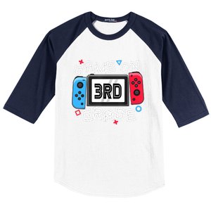 Back To School Game On 3rd Grade Funny Gamer Baseball Sleeve Shirt