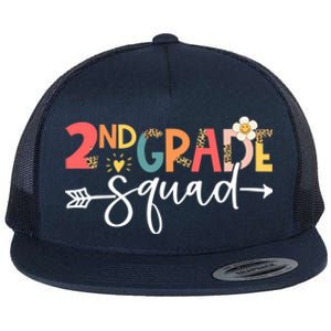 Back To School Second Grade Vibes Retro 2Nd Grade Squad Gift Flat Bill Trucker Hat