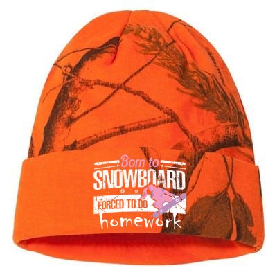 Born To Snowboard Cute Funny Winter Sports Gift Funny Gift Kati Licensed 12" Camo Beanie