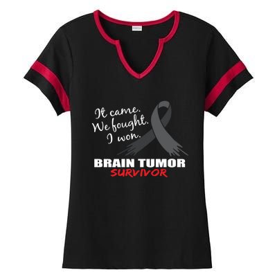 Brain Tumor Survivor Brain Tumor Awareness Meaningful Gift Ladies Halftime Notch Neck Tee