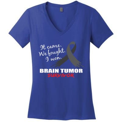 Brain Tumor Survivor Brain Tumor Awareness Meaningful Gift Women's V-Neck T-Shirt