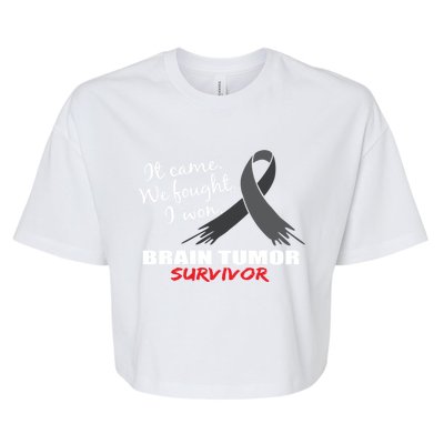 Brain Tumor Survivor Brain Tumor Awareness Meaningful Gift Bella+Canvas Jersey Crop Tee