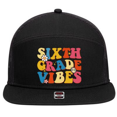 Back To School Sixth Grade Vibes Student Teacher 7 Panel Mesh Trucker Snapback Hat