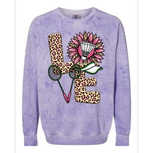 Badminton T Shirts Love Leopard Sunflower Graphic Plus Size Colorblast Crewneck Sweatshirt