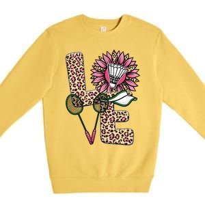 Badminton T Shirts Love Leopard Sunflower Graphic Plus Size Premium Crewneck Sweatshirt