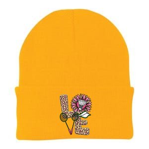 Badminton T Shirts Love Leopard Sunflower Graphic Plus Size Knit Cap Winter Beanie