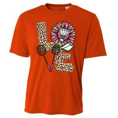 Badminton T Shirts Love Leopard Sunflower Graphic Plus Size Cooling Performance Crew T-Shirt