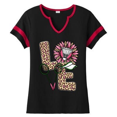 Badminton T Shirts Love Leopard Sunflower Graphic Plus Size Ladies Halftime Notch Neck Tee