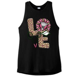 Badminton T Shirts Love Leopard Sunflower Graphic Plus Size Ladies PosiCharge Tri-Blend Wicking Tank