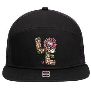 Badminton T Shirts Love Leopard Sunflower Graphic Plus Size 7 Panel Mesh Trucker Snapback Hat