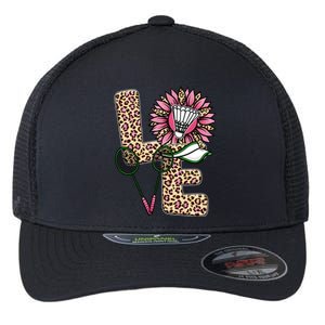 Badminton T Shirts Love Leopard Sunflower Graphic Plus Size Flexfit Unipanel Trucker Cap