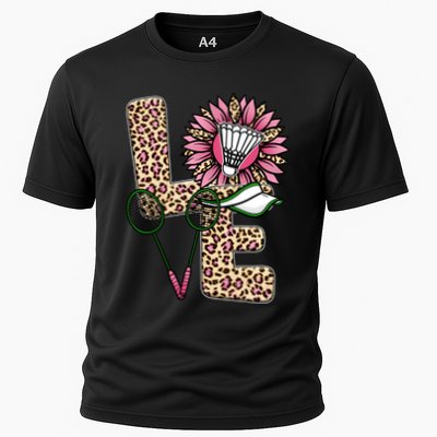 Badminton T Shirts Love Leopard Sunflower Graphic Plus Size Performance Shirt