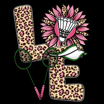Badminton T Shirts Love Leopard Sunflower Graphic Plus Size T-Shirt
