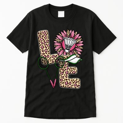 Badminton T Shirts Love Leopard Sunflower Graphic Plus Size Tall T-Shirt