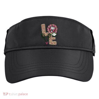 Badminton T Shirts Love Leopard Sunflower Graphic Plus Size Adult Drive Performance Visor