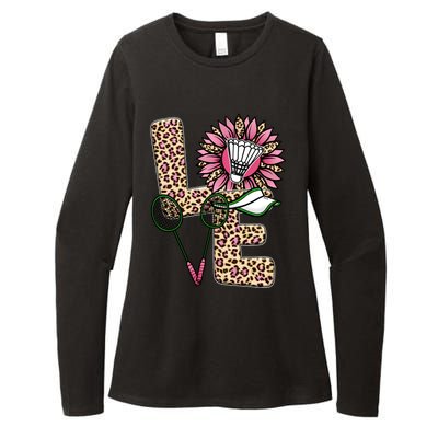 Badminton T Shirts Love Leopard Sunflower Graphic Plus Size Womens CVC Long Sleeve Shirt