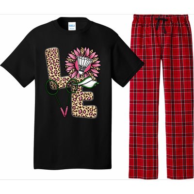 Badminton T Shirts Love Leopard Sunflower Graphic Plus Size Pajama Set