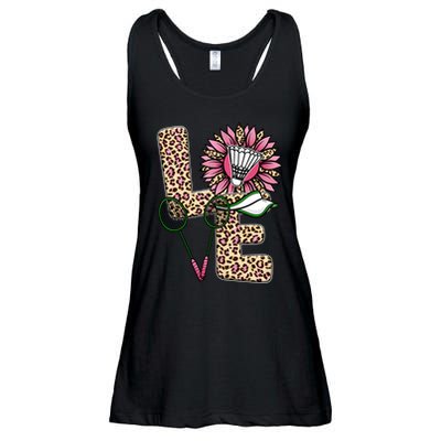 Badminton T Shirts Love Leopard Sunflower Graphic Plus Size Ladies Essential Flowy Tank