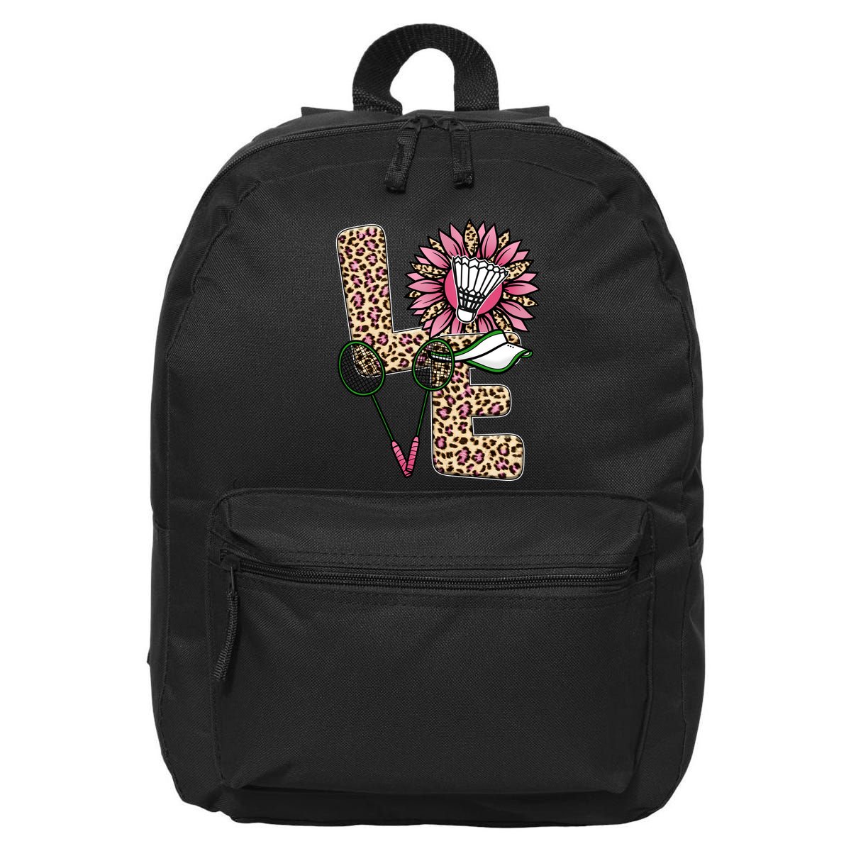Badminton T Shirts Love Leopard Sunflower Graphic Plus Size 16 in Basic Backpack