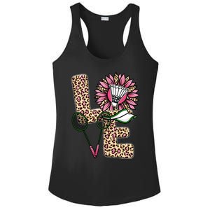 Badminton T Shirts Love Leopard Sunflower Graphic Plus Size Ladies PosiCharge Competitor Racerback Tank