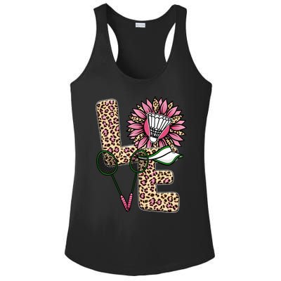 Badminton T Shirts Love Leopard Sunflower Graphic Plus Size Ladies PosiCharge Competitor Racerback Tank