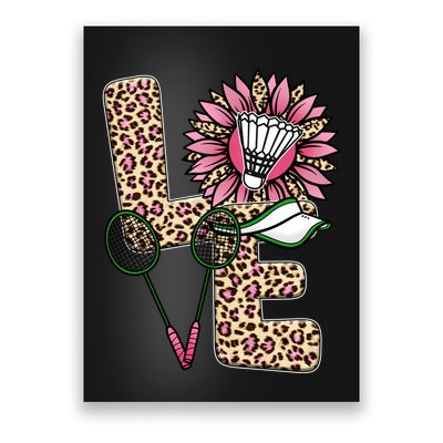 Badminton T Shirts Love Leopard Sunflower Graphic Plus Size Poster