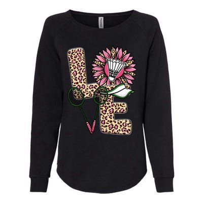 Badminton T Shirts Love Leopard Sunflower Graphic Plus Size Womens California Wash Sweatshirt