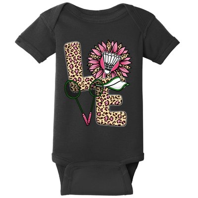 Badminton T Shirts Love Leopard Sunflower Graphic Plus Size Baby Bodysuit