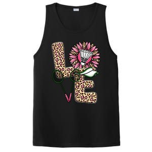 Badminton T Shirts Love Leopard Sunflower Graphic Plus Size PosiCharge Competitor Tank