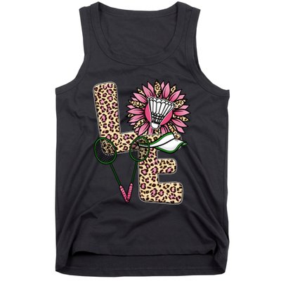 Badminton T Shirts Love Leopard Sunflower Graphic Plus Size Tank Top