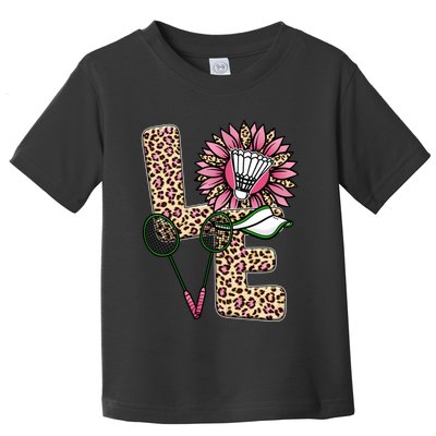 Badminton T Shirts Love Leopard Sunflower Graphic Plus Size Toddler T-Shirt