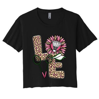 Badminton T Shirts Love Leopard Sunflower Graphic Plus Size Crop Top