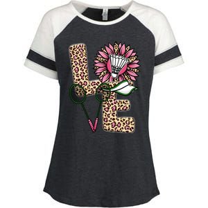 Badminton T Shirts Love Leopard Sunflower Graphic Plus Size Enza Ladies Jersey Colorblock Tee