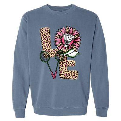 Badminton T Shirts Love Leopard Sunflower Graphic Plus Size Garment-Dyed Sweatshirt