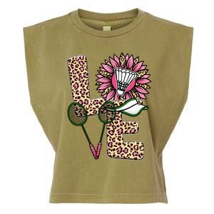 Badminton T Shirts Love Leopard Sunflower Graphic Plus Size Garment-Dyed Women's Muscle Tee