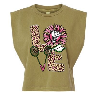 Badminton T Shirts Love Leopard Sunflower Graphic Plus Size Garment-Dyed Women's Muscle Tee