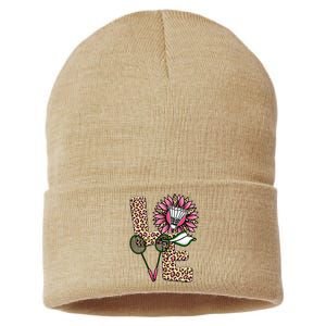 Badminton T Shirts Love Leopard Sunflower Graphic Plus Size Sustainable Knit Beanie